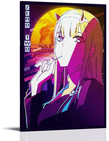 EKoKim Kiss of the Wings Zero Two Retro-Anime-Poster, dekoratives Gemälde, Leinwand-Wandposter und Kunstdruck, modernes Familienschlafzimmer-Dekor-Poster, 40 x 60 cm
