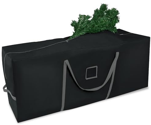 Miaikoe Christmas Tree Storage Bag - Fits Up to 7.5 FT, Waterproof Heavy Duty 600D Oxford Xmas Holiday Tree Bag with Dual Zipper & Durable Handles 127 x 38 x 50cm (Black)