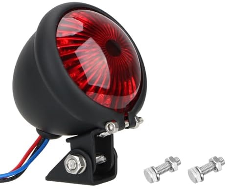 Motorbike Rear Light,Motorcycle Tail Light,Led Rear Motorbike Light,Motorcycle Stop Tail Light,Motofans Black Round Metal Motorcycle Tail Brake Light,forHarley Bobber Chopper,12V Adjustable Angle Base