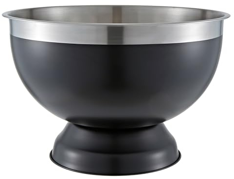 Buckingham Premium Wine Cooler Large Punch Bowl Stainless Steel Champagne Ice Bucket Durable Rolled Edge Professional Grade Party Drinks Holder 17.5 litres 40 cm (Black Finish)