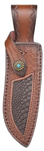 Knife Sheath, Leather Draw Knife Belt Case Portable Horizontal Folding Knife Holder with Belt Loop for 6.5'' Blade Hunting Knives(Only Sheath)