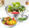 Passoire Cuisine Inox, 3 pcs en Micro-Perforées Passoire Inox Avec Poignées, Passoire Inox pour égoutter et Filtrer les Pâtes, Riz, Fruits, Légumes, Passe au Lave-Vaisselle, 16/22/28 cm
