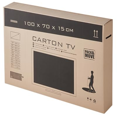 Pack and Move - Carton TV : télévision et écran plat pour déménagement - 100 x 15 x 70 cm - Poignées renforcées - carton déménagement solide