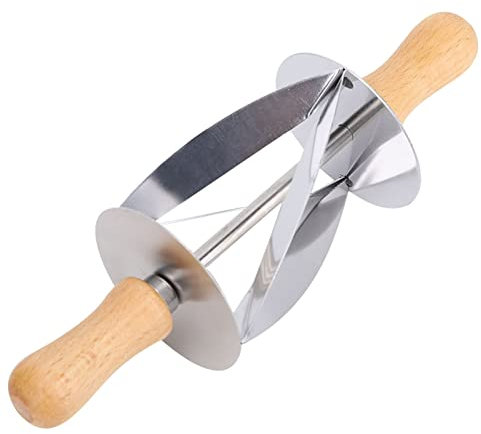 Dreieckiger Edelstahl-Teigschneider Zum Croissant-Backen, Walze mit Dichter Verschweißung, Leicht zu Reinigen, aus Lebensmittelechtem Material, Runder Gummiholzgriff