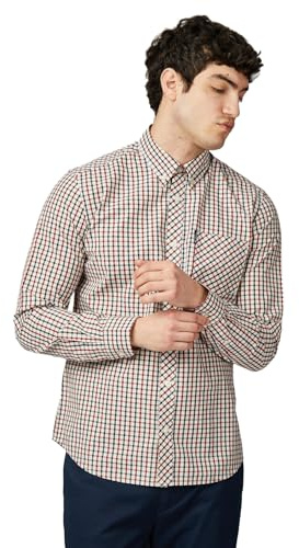 Ben Sherman Herrenhemd, kurzärmelig, Gingham-Muster, lässig, Knopfleiste