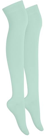 MOLLY MALOU Ladies Girls Women Over The Knee Plain Socks Comfortable Cotton Rich UK Size 4-6.5 (Pastel Mint Green)
