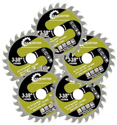 SANLEETEK Lame de Scie Circulaire - 5pcs 85mm Disque Carbure Bois Disque à Tronçonner pour Bois Plastique