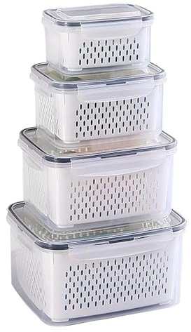 wintfarm gemüse aufbewahrung kühlschrank,4 Set Frischhaltedosen Mit Deckel,eier aufbewahrung kühlschrank,Kühlschrank Organizer Set,Aufbewahrung Kühlschrank,800ml+1700ml+3150ml+4150ml