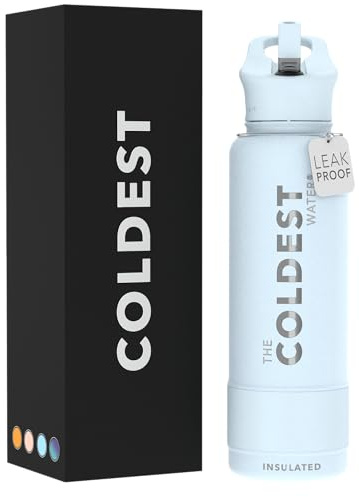 Coldest Insulated Water Bottle with Straw Lid - Stainless Steel Metal Insulated Bottle for Men & Women (Morning Mist, 40 oz)