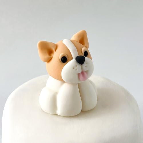 Edible Puppy Cake Toppers-3D Sugar Fondant Figure-French Bulldog Topper-Kids Birthday Decorations-Handmade Present