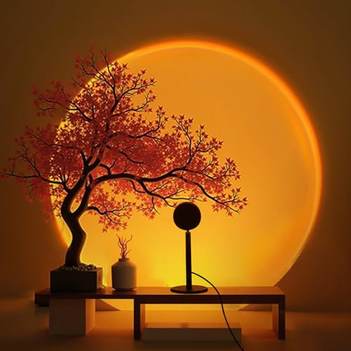GY Sunset Lamp, lampada tramonto a 4 colori, proiettore LED con luce solare e porta USB, luce ambientale orientabile a 180°, ideale per foto, selfie e decorazione d’interni