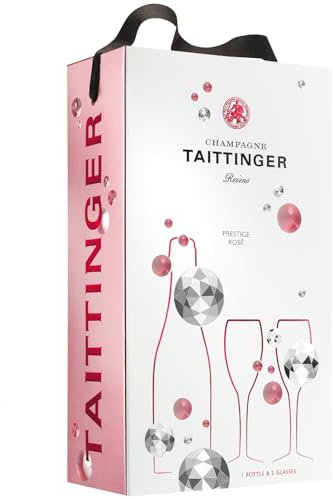 Taittinger Champagner Prestige Rosé Brut Réserve Frankreich mit zwei Gläsern im Geschenkkarton - Geschenkset inkl. FeinWert E-Book (1 x 0,75l)