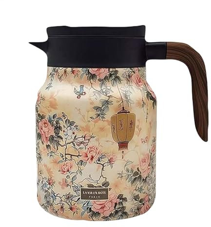 Generisch Vintage Blumenmuster Tee-Thermoskanne, 1000 Ml Isolierter Teekessel, Isolierte Teekanne Mit Integriertem Tee Ei, Blumen Teekanne Aus Edelstahl, Für Zuhause, Wohnung