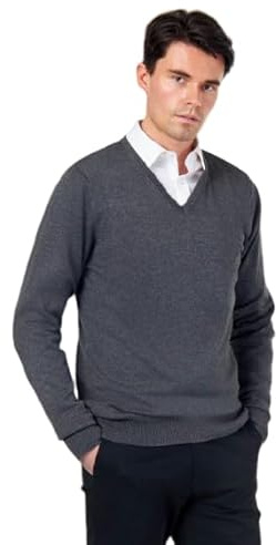 Xposed Mens 100% Cotton V Neck Jumper Regular Fit Classic Lightweight Knit Pullover Sweater