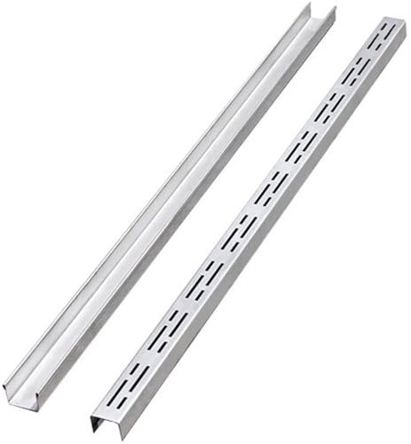 304 Edelstahl Boden K Drain Kit für Terrasse und Garage Outdoor Kleine Metallgitter Regalsystem mit großzügigen Drainage Silber 39.4x1.2x1.2IN