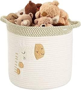 Grillix Cesto Portaoggetti per giocattoli, Cesta Giochi bambini, Cestino Portaoggetti fasciatoio, Cesta Porta Giochi Giraffa, Cesta Di Stoccaggio in Corda Di Cotone Intrecciato per Bambini