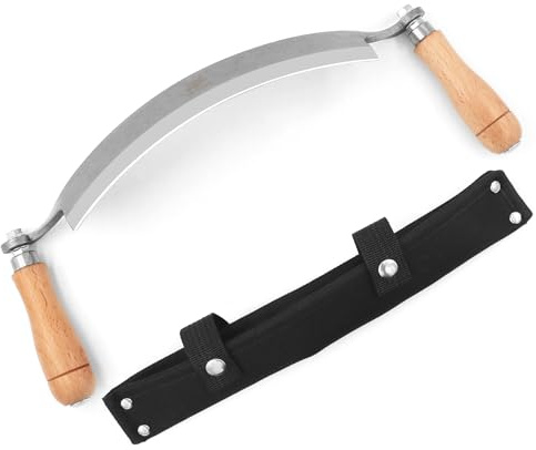 WICING Draw Knife, Curved Debarking Tool No Assembly Required, Overall 16/ 10 Blade,1065 Manganese Steel, Ergonomic Solid Wood Handle Draw Knife Woodworking Tool