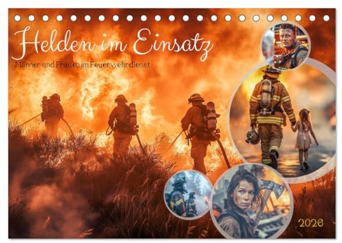 Helden im Einsatz - Männer und Frauen im Feuerwehrdienst (Tischkalender 2026 DIN A5 quer), CALVENDO Monatskalender: Die Arbeit der Feuerwehrleute ... zu unterstützen. (CALVENDO Menschen)