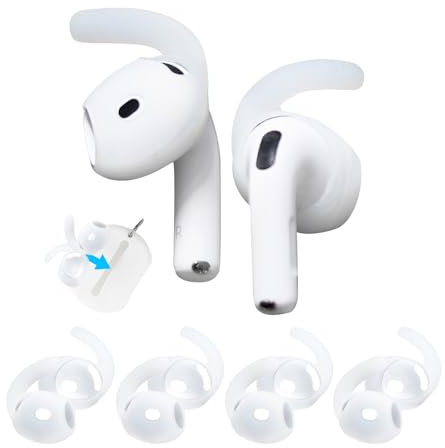 Aiivioll [4 Paar Und Aufbewahrungstasche] Ersatz-Ohrbügel für Airpods 4 Ohrhörer, Silikonhülle, rutschfest und wischfest, In-Ear-Sport-Ohrbügel (Transparente Farbe)