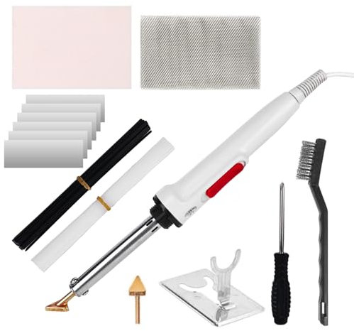 100W Soudure Plastique,2 en 1 Réparation Plastique,Kit Reparation Plastique avec 2 Types 20 Noir et Blanc Baguettes de Soudage,2 Pointe de fer à Souder,Soudage Plastique pour Voitures Pare-Chocs