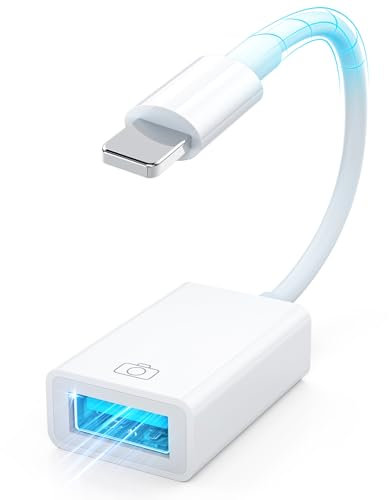 Lightning to USB Camera Adapter for iPhone/iPad, Lightning to US B 3.0 Adapter US B OTG Adapter OTG Cable Adapter Supports Connect Camera/US B Flash Drive/Card Reader/Keyboard/Mouse/MIDI Keyboard