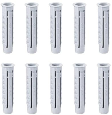 chevilles, 100 pièces 8 mm x 40 mm Tube d'expansion en plastique Colonne Ancrage mural en béton Gris Bonne élasticité
