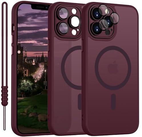 YUANDMI für iPhone 12 Pro Hülle kompatibel mit MagSafe Dunkel Rot | Handyhülle für iPhone 12 Pro Magnetisch Matte Touch Kameraschutz, rutschfest Kratzfest Schutz Stoßfest