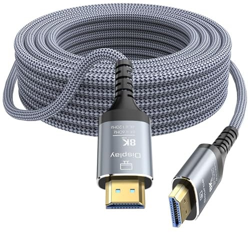 Anehmeta Glasfaser HDMI Kabel 12Meter 8K, 48Gbps Ultra High Speed Langes HDMI 2.1 Kabel Geflochten 8K@60Hz 4K@120Hz HDR10/HDCP2.2&2.3/eARC/3D Kompatibel für PS5, Xbox, HDTV, Laptop, Monitor