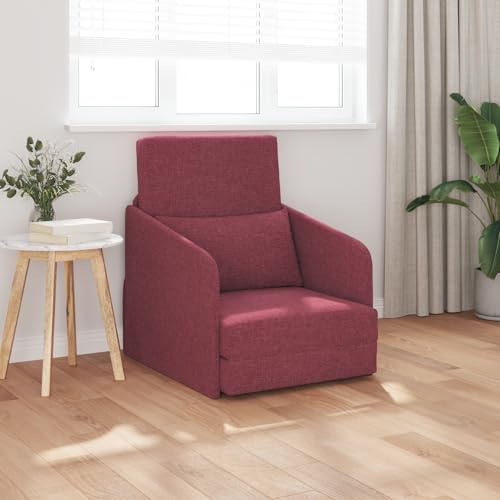 ROMHZKS Weinrotes Schlafsofa Boden Sofa Modernes Design Zwei-in-eins Funktion Abnehmbare Bezüge Kompakt Einzelperson Wohnzimmer Schlafzimmer Entspannung Gäste