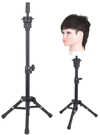 ZESHGON Mannequin Head Stand, Professional Wig Stand Tripod Reinforced Metal Mannequin Head Stands with Non-slip Base, Adjustable Wig Headstand Holder for Cosmetology Hairdressing Styling