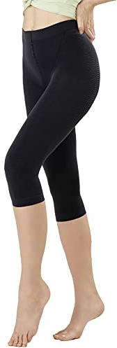 SOLIDEA Damen Leggings Modell Capri, Mikro-massierend Silver Wave Corsaro Vorbeugende Abgestufte Kompression