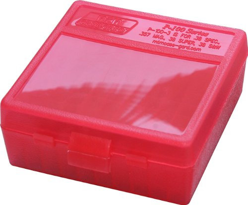 MTM Scatola per munizioni per 100 cartucce calibro .38, P-100-3-29, trasparente/rosso