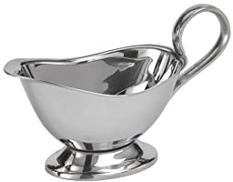 APS 40204 hochwertige Edelstahl-Sauciere, Weihnachtsessen, Braten-/ Dessertsoße, Tafelgeschirr, für 0,125 l, 16 x 7,5 cm, H: 9 cm