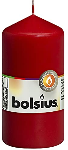 Bolsius Stumpenkerzen, Paraffinwachs, rot, Pillar candle, single in cello, 120/60 mm