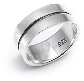 Silverly Frauen Männer 925 Sterling Silber Unisex Flachrillen Band 8mm Ring