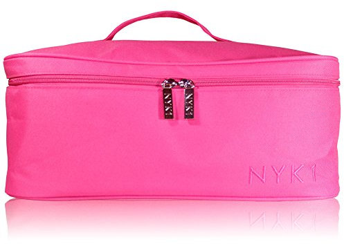 Make Up Beauty Cosmetic Bag - Large Travel Wash Case Bags for Women Girls Storage of Makeup Cosmetics, Toiletry Pouch for Brushes Toiletries Kids Brush Kit Nail Art Lamp Set, Splash Waterproof (Pink)