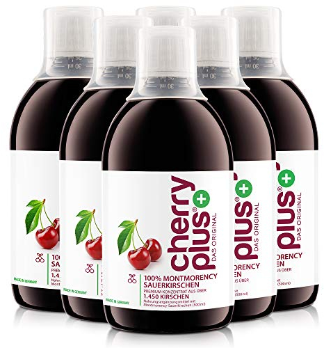 US-Montmorency-Sauerkirsch-Konzentrat – hochkonzentriert – 1.450 Montmorency-Sauerkirschen pro Flasche (6 x 500 ml) – Cherry PLUS