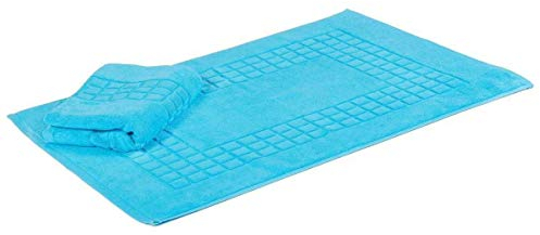etérea Duschvorleger Frottee - 2er Set - 100% Baumwolle - Carli Kasten Badezimmerteppich - Badematte schnelltrocknend - Bathroom Mat Badvorleger Waschbar - 850 GSM Badteppich 50x80 cm - Türkis