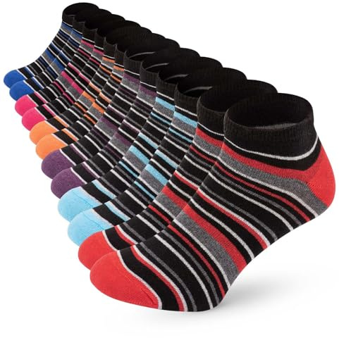 Bonjour 12 Pairs Mens Sport Performance Trainer Low cut Socks - Size 6-11 (Design 2)
