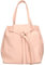 Freyday Damen Echtleder Shopper mit Innentasche in vielen Farben Schultertasche Henkeltasche HS01 (Rosa)