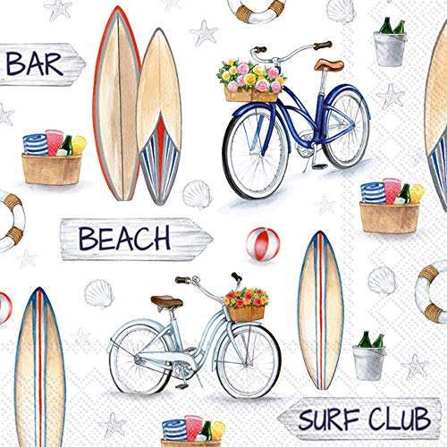 Boston International L849700 Lunch-Servietten, Papier, Surf Club, 6.5 x 6.5-Inches