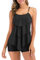 FLYILY Maillot de Bain 2 Pièces Femme Tankini Ensembles à Volants Maillot Haut Imprimé avec Short de Garçon(Black,XL)