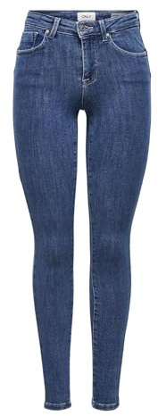 ONLY ONLPower Women's Mid Push Up Skinny Jeans, Dark Blue Denim, XL / 34L