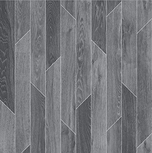 247Floors Forli Modern Wood Plank Effect Vinyl Flooring 2.3mm Realistic Foam Backed Slip Resistant Lino (5m x 3m / 16ft 4 x 9ft 10, Mid Grey Modern Plank)