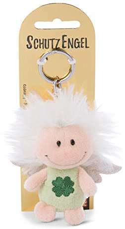 NICI Schlüsselanhänger Schutzengel mit Kleeblatt und Glitzerflügeln 7 cm – Glücksbringer Engel I Schlüsselanhänger für Schlüsselband, Schlüsselbund & Schlüsselkette – 46123