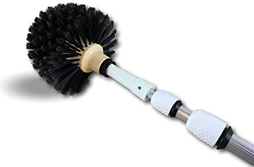 Tête de Loup Balai Brosse Boule | Lot de 3 |Manche télescopique Aluminium 3,80 m | Vinyl fleuré | Tête Ø 180 mm à Douille vissante | Version Pro | Toiles d'araignées plafonds | Kibros 101648KITx3