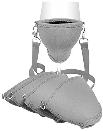 Eff Em Concept WineHolder XL - Weinglas-Halter für den Hals, Weinglashalterung inkl. Halstrageband (Silber 5er)