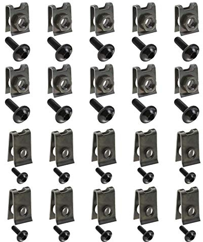 Be In Your Mind 40pcs Carénage de Moto Carrosserie M5 M6 Boulons et Ressort Spire Vitesse Attache Clip Écrous Kit Adapté pour Plupart Motos