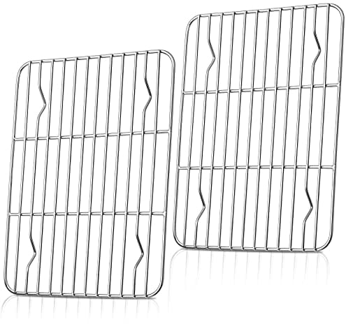Joyfair Cooling Racks Set of 2, Stainless Steel Small Wire Rack for Roasting, Grilling, Cooking and Drying for Cake/Pizza/Meat, Fit Baking Tray& Toaster Oven, Dishwasher Safe, 22.2x15.8cm