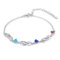 ALBERTBAND Armbänder Personalisiertes Silber Infinity Armband mit 1-7 Namen und Charms Simulierte Geburtssteine Verstellbare Armbänder für Frauen Mädchen (3 names)